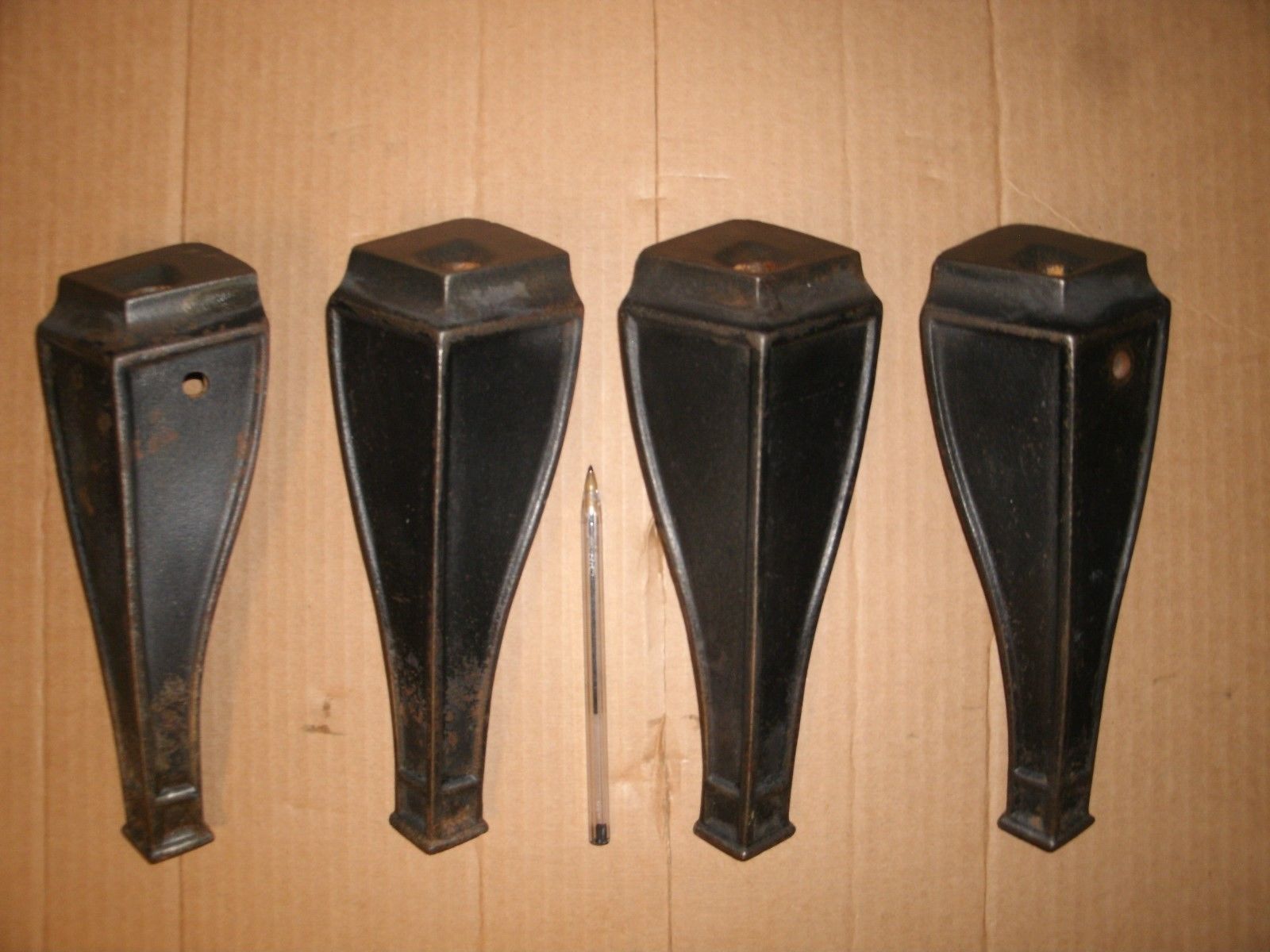 4 Vintage Cast iron stove legs Industrial Wall art Steampunk Hardware