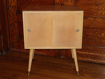 Vintage 1950s Mid Century Modern Side Sliding Door Record Cabinet