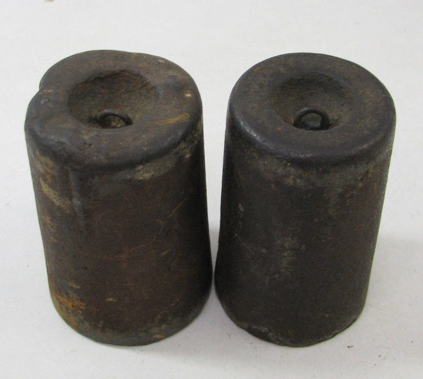 PAIR OF ANTIQUE OG WOODEN WORKS WEIGHT DRIVEN CLOCK WEIGHTS PARTS