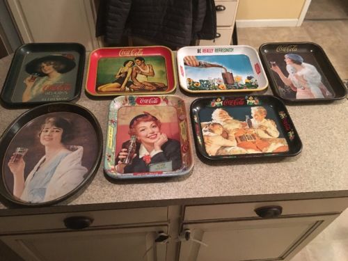 lot-of-7-vintage-coca-cola-trays-1930-s-80-s-nr-antique-price