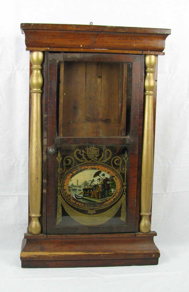 ANTIQUE CLARK GILBERT & CO OG WEIGHT DRIVEN CLOCK CASE PARTS REPAIR