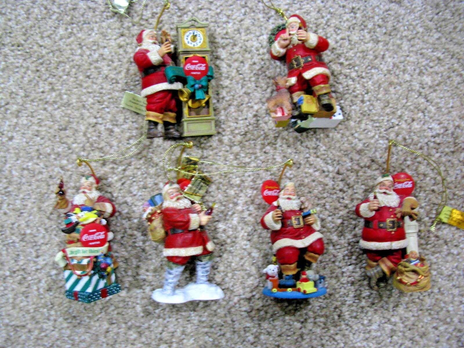 Lot of 6 Danbury Mint CocaCola Santa Claus Ornaments Antique Price