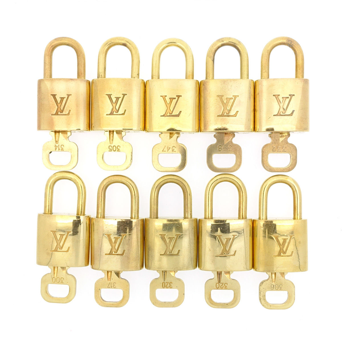 Authentic Louis Vuitton Lock &1Key Gold Brass Key lock Pad Lock Set of ...