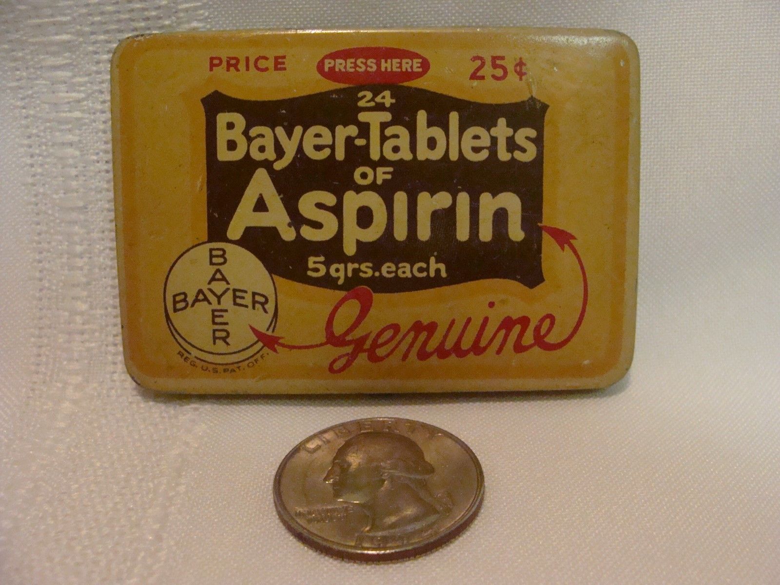 Vintage Bayer Aspirin Tin 24 Count 25 Cents Antique Price Guide