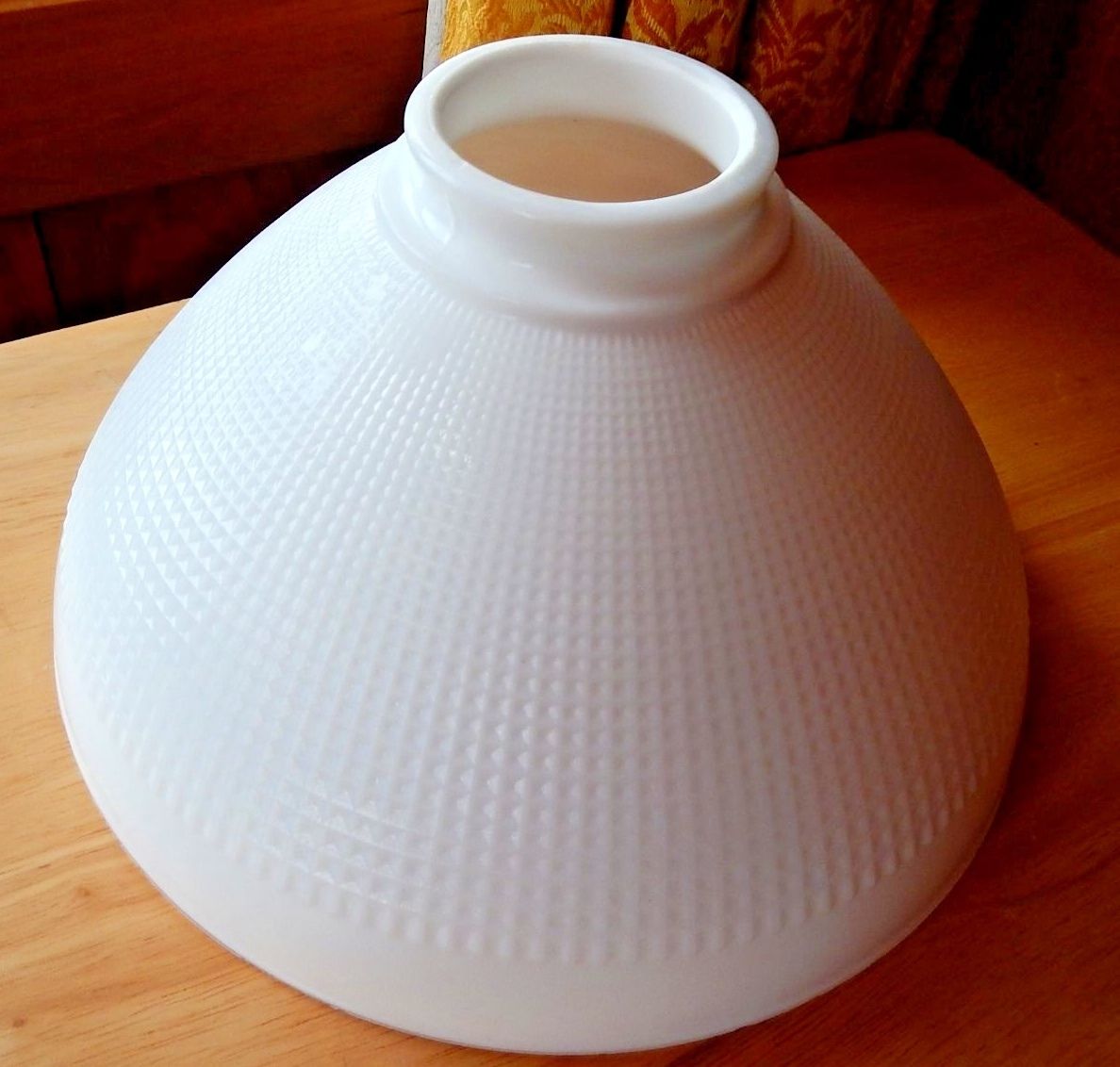 10" Corning Milk Glass Floor Lamp Shade or Diffuser; Waffle; excellent