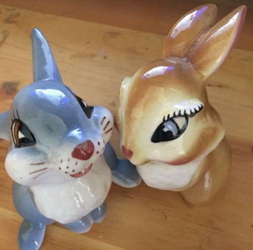 THUMPER AND GIRLFRIEND DISNEY BAMBI CERAMIC GLAZED VINTAGE -- 