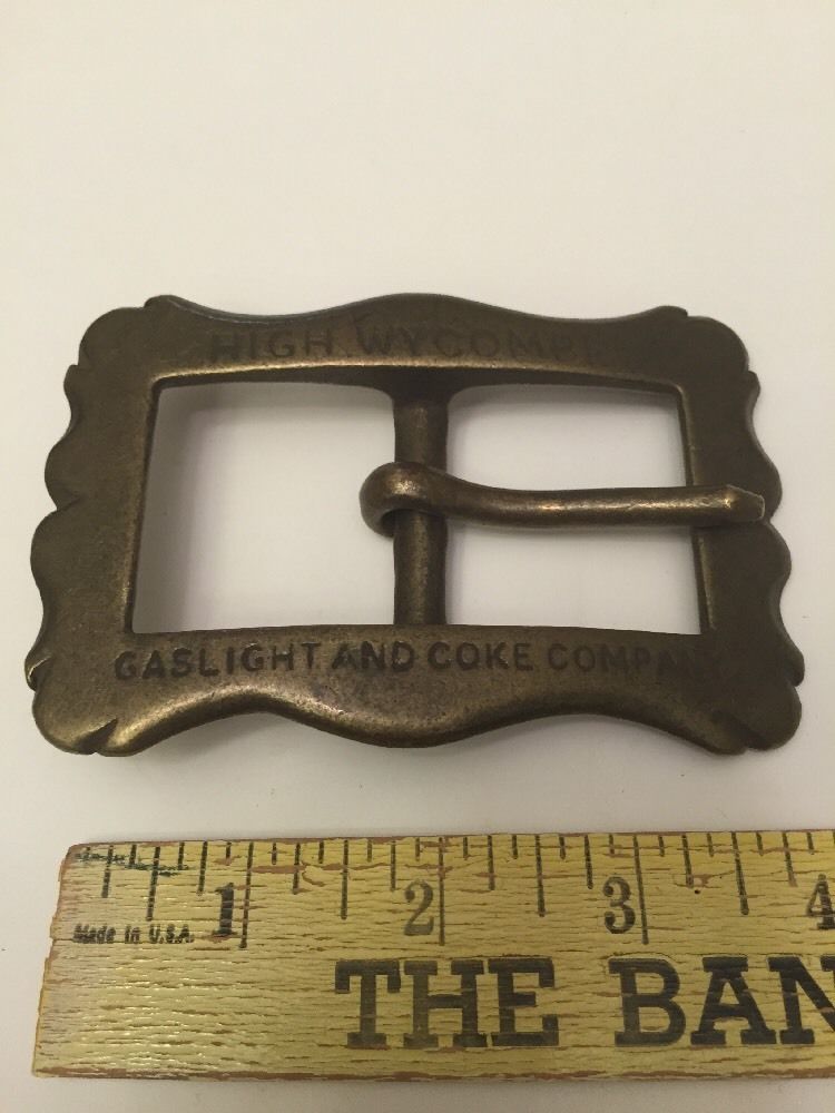 Antique 1800''s Brass Belt Buckle High Gas Light and Coke Company England Antique