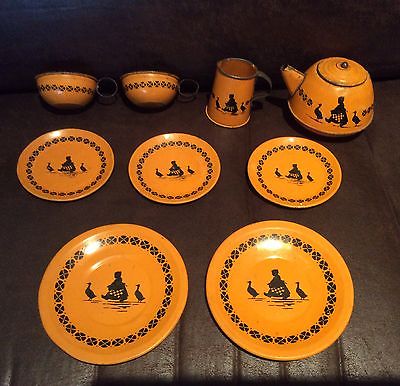 vintage tin tea set