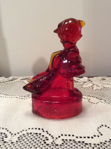 Vintage L E Smith Ruby Red Glass Hummel Girl with Geese Figurine ...