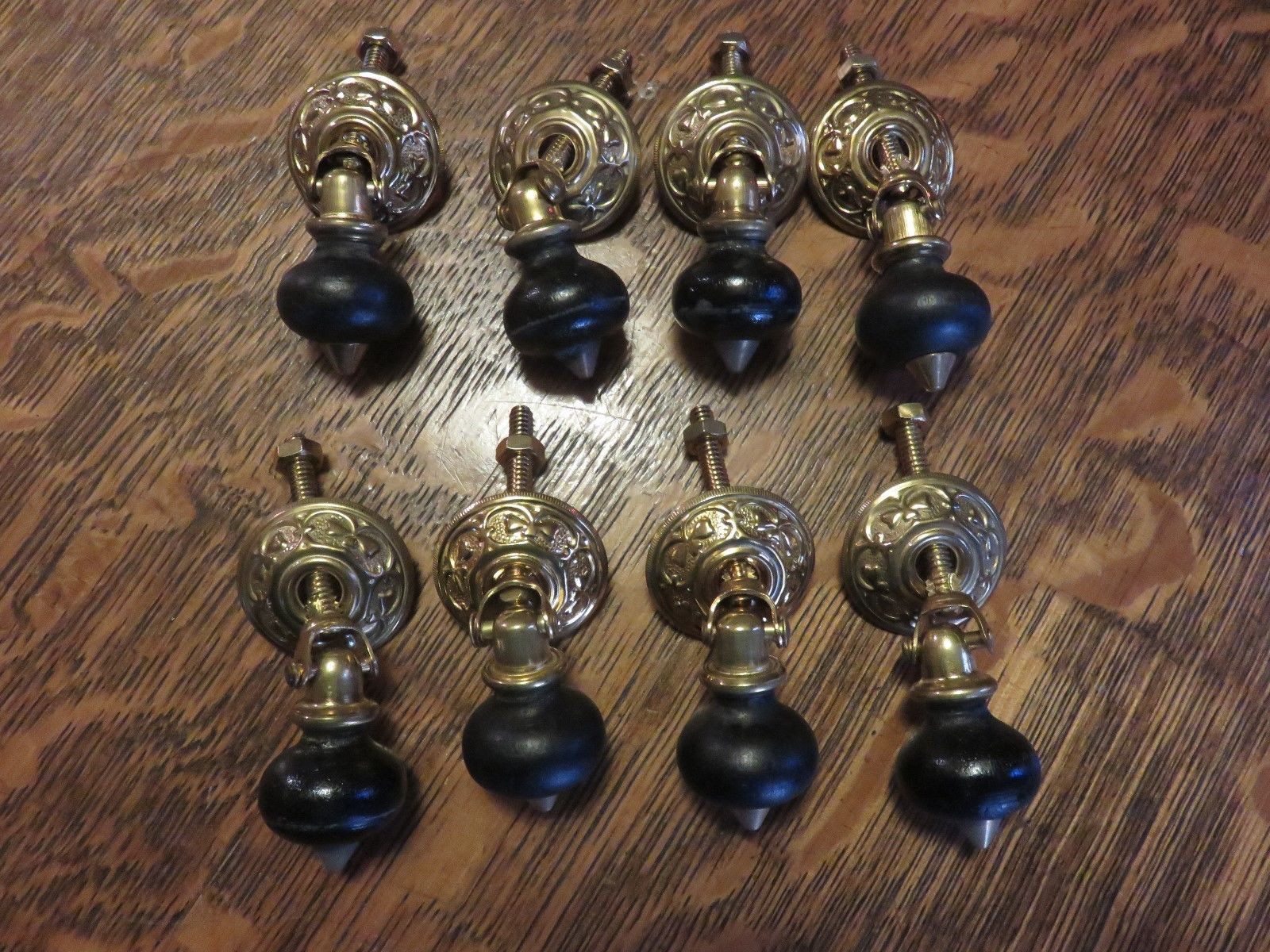 8 VINTAGE WOOD BRASS TEAR DROP EASTLAKE VICTORIAN STYLE DRESSER DRAWER