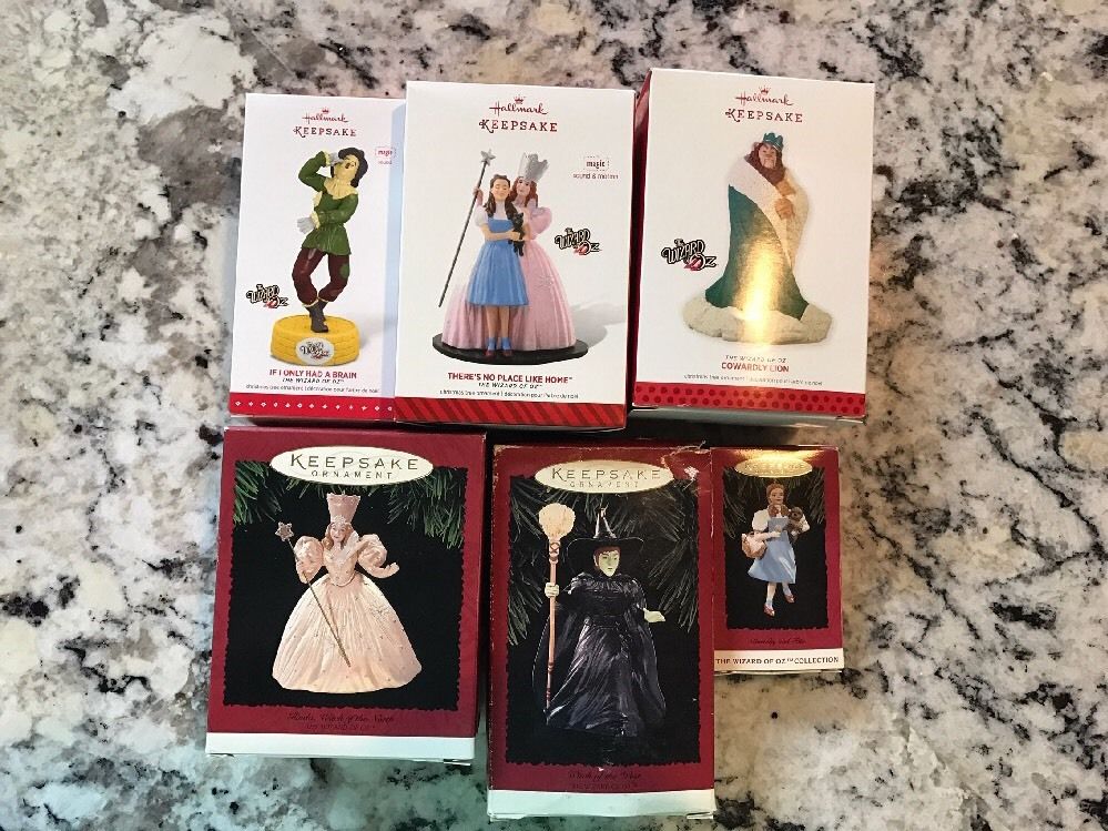 Hallmark Ornament Lot Set Wizard Of Oz W/ Boxes 6 total Antique