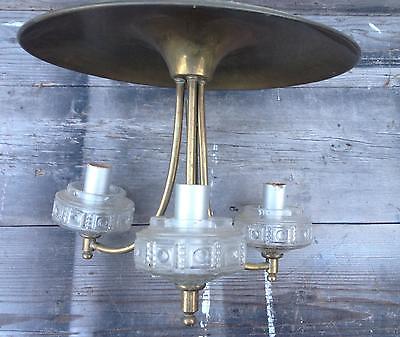 Vintage Old Antique Brass Lamp Parts Hardware 3 Socket Chandelier Vintage Old Antique Brass Lamp Parts Hardware 3 Socket Chandelier Solid
