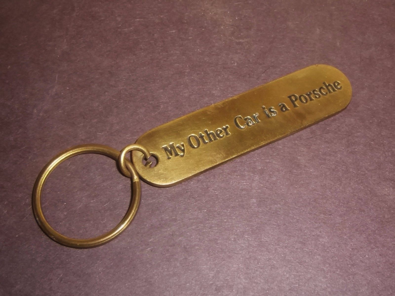 My Other Car Is A Porsche Key Ring KeyChain Vintage Brass Russ 1985 Antique Price Guide Details Page