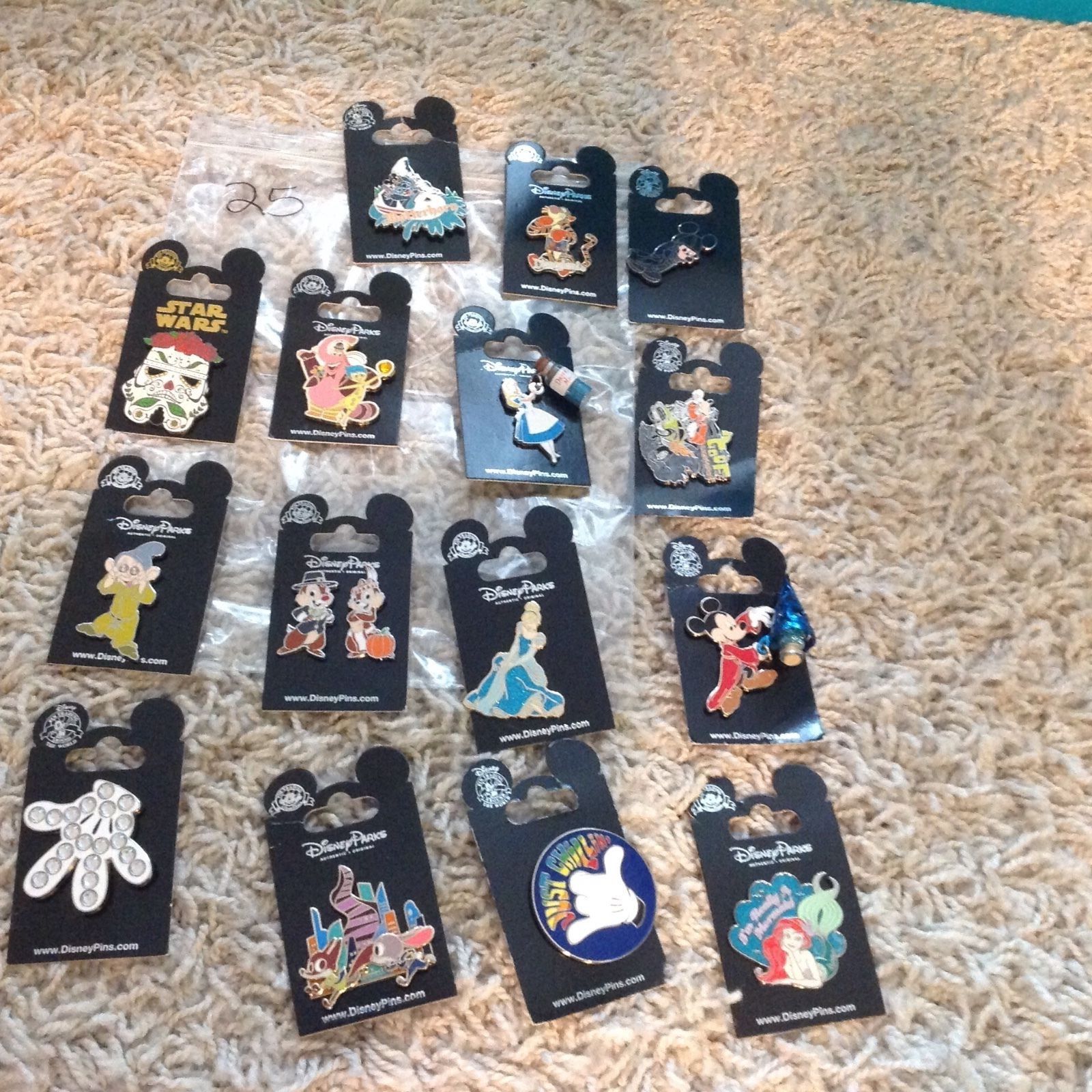 New Authentic Disney pin lot of 15 Pins #25 -- Antique Price Guide ...