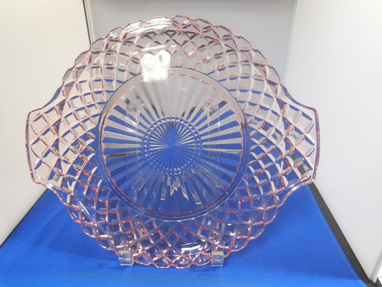 Vintage Pink Depression Glass Cake Plate Diamond Pattern Antique Price  Guide Details Pagesexiezpix Web Porn