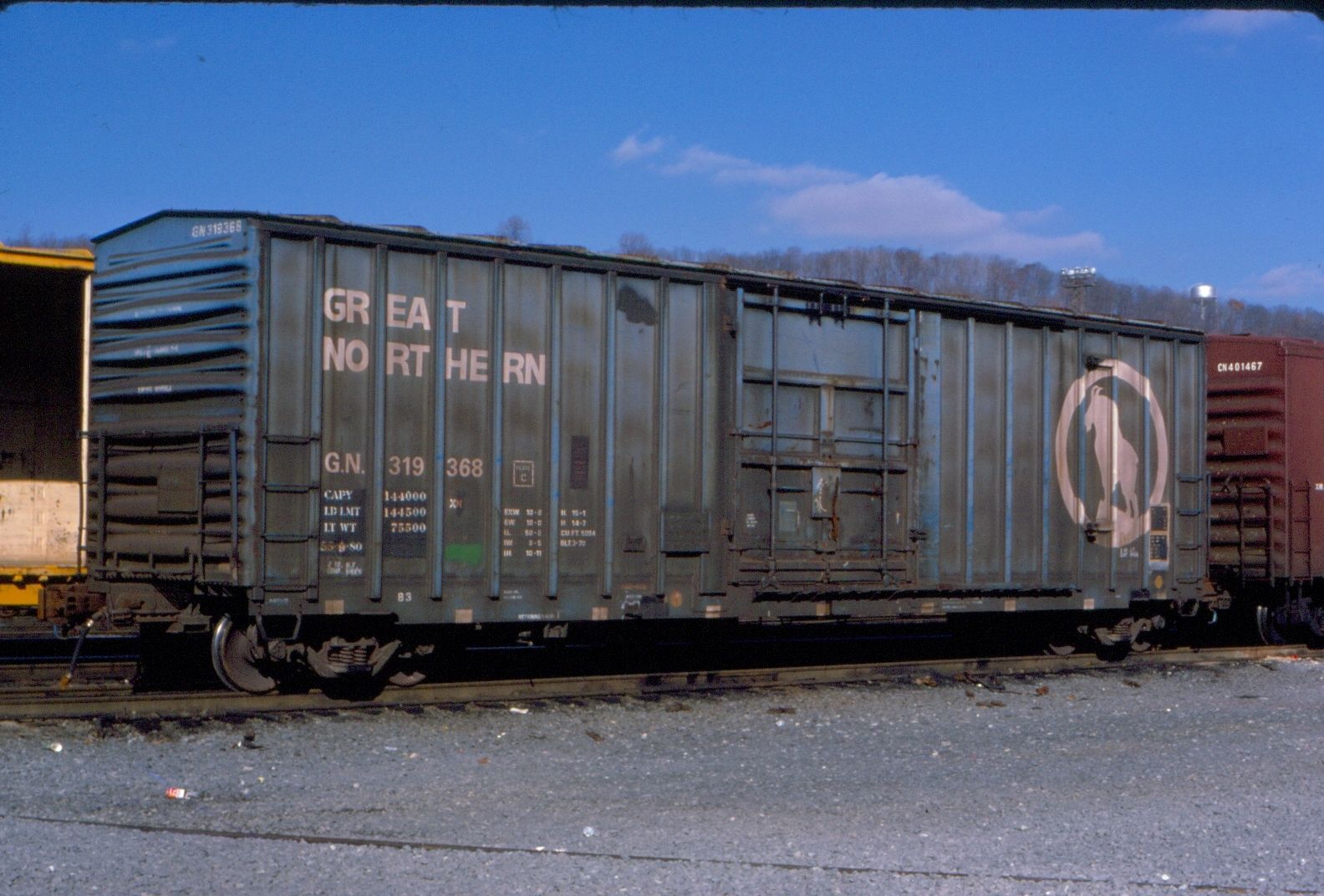 35mm Orig Slide Great Northern Railroad Box Car 319368 Allentown PA 1985 Antique Price Guide