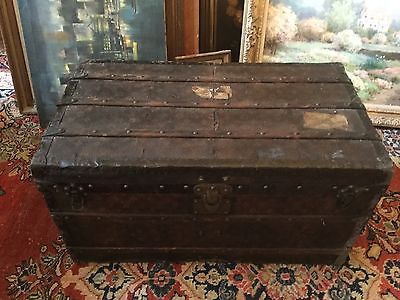 LOUIS VUITTON STEAMER TRUNK IRON TRIM ANTIQUE NR RARE LV LOUIS VUITTON TRAVEL -- Antique Price ...