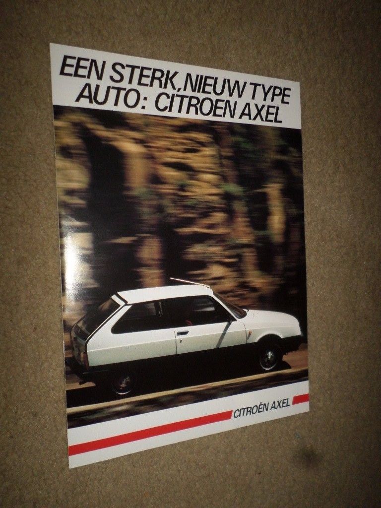 1985 Citroen "AXEL" Car Dealer Sales Brochure (Dutch Text?) Antique