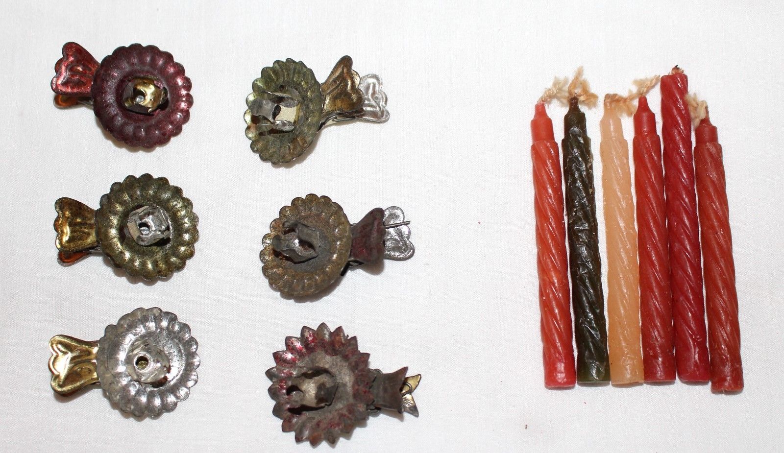 1st Set of Six late 1890s Clipon Candle Holders, with Drip Trays, Six