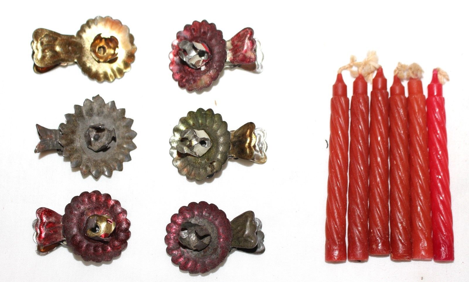 2nd Set of Six late 1890s Clipon Candle Holders, with Drip Trays, Six