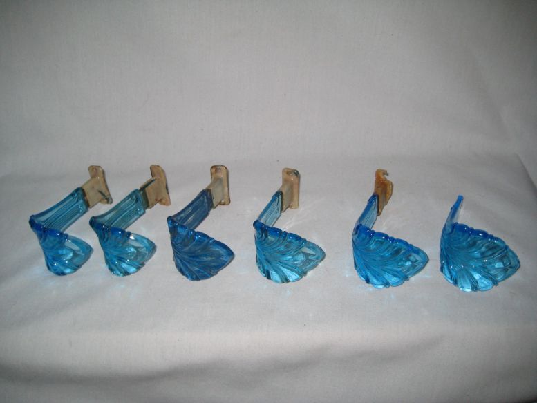 Vintage Blue Depression Glass Curtain Tie Backs Lot Of 6