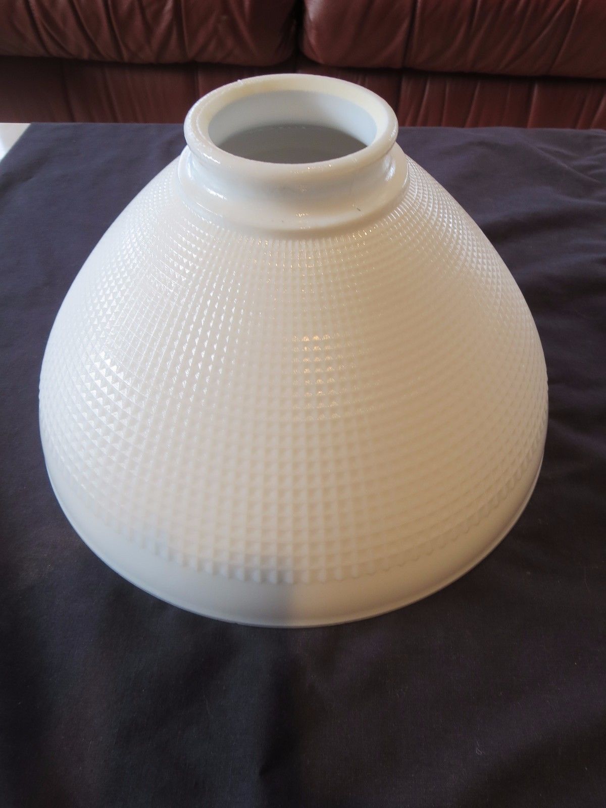Corning White MILK GLASS SHADE Waffle Diffuser TORCHIER Floor Lamp 10