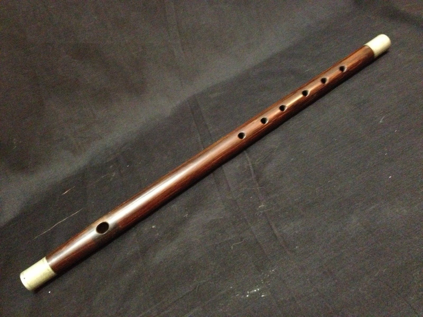 Antique CIVIL WAR Carved Wood Fife / Flute with Nickel Mounts 14 3/4