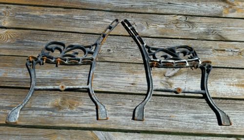 Vintage Park Bench Ends Ornate Black Wrought Iron Salvage Upcycle