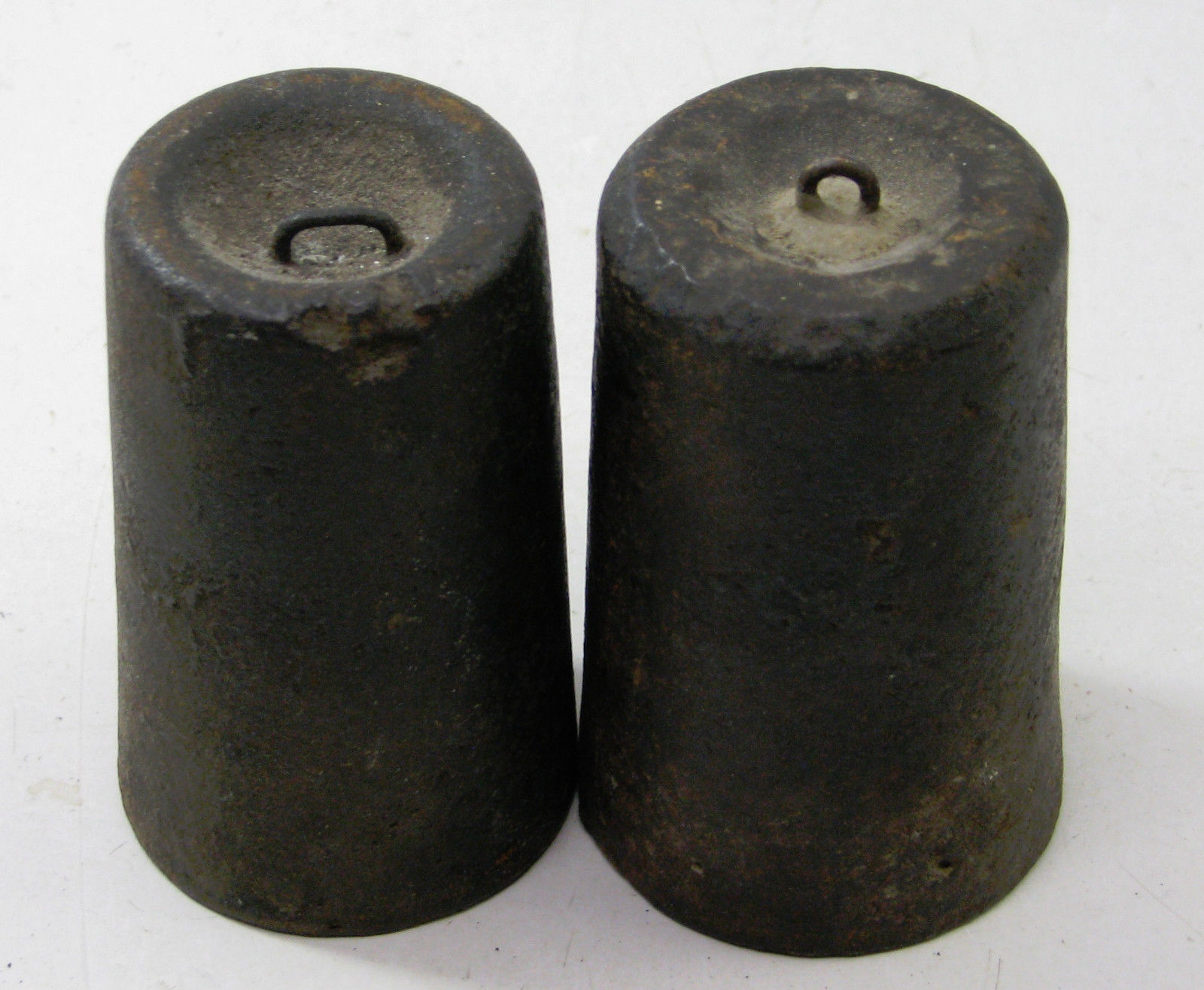 PAIR OF ANTIQUE OG WOODEN WORKS WEIGHT DRIVEN CLOCK WEIGHTS PARTS