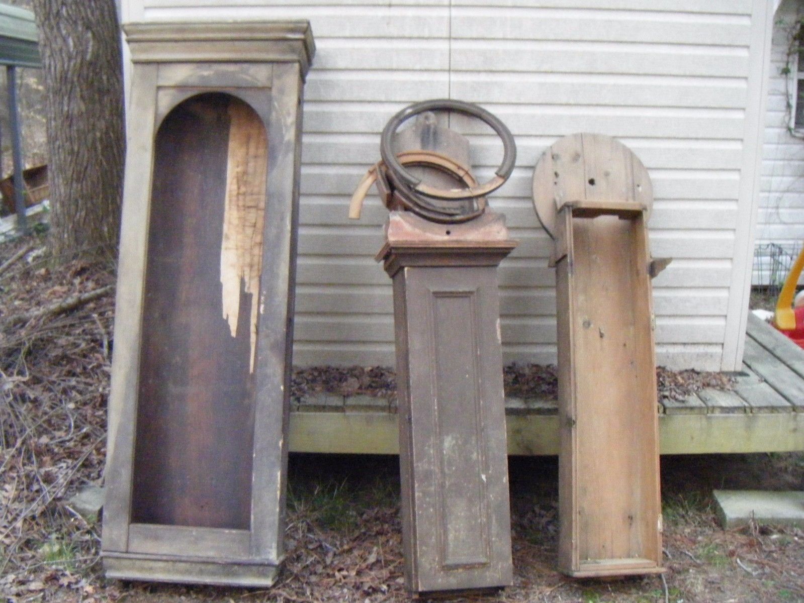 ANTIQUE Wooden Regulator Case Parts INTERNATIONAL TIME RECORDER Clock