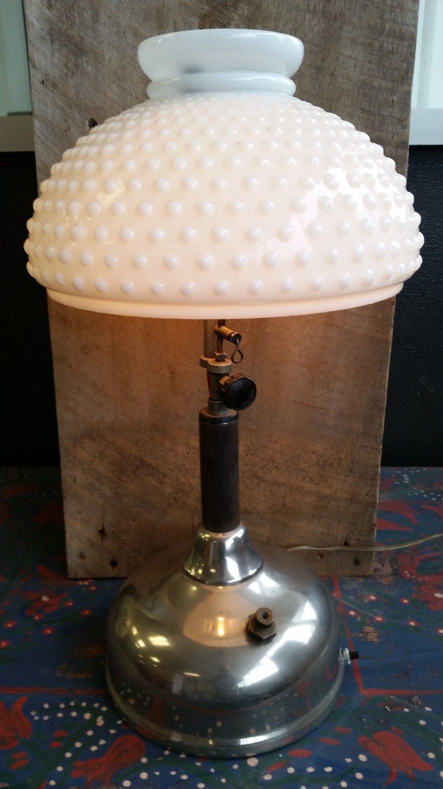 Antique Coleman Quick Lite Table Lamp W/ Hobnail Milk Glass Shade Electrified Antique Price