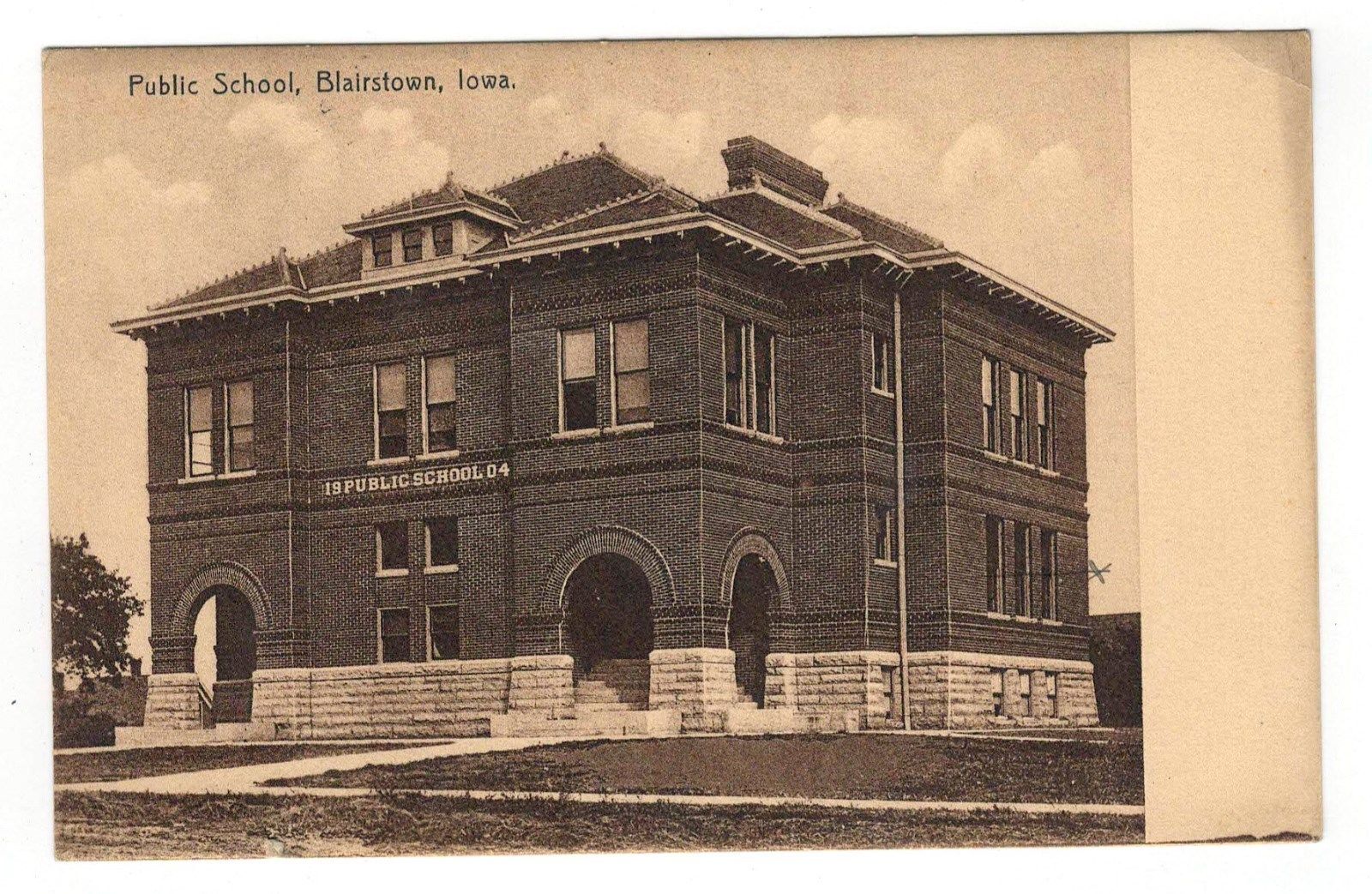 Vintage Postcard Public School Blairstown Iowa 1909 The Rotograph Co