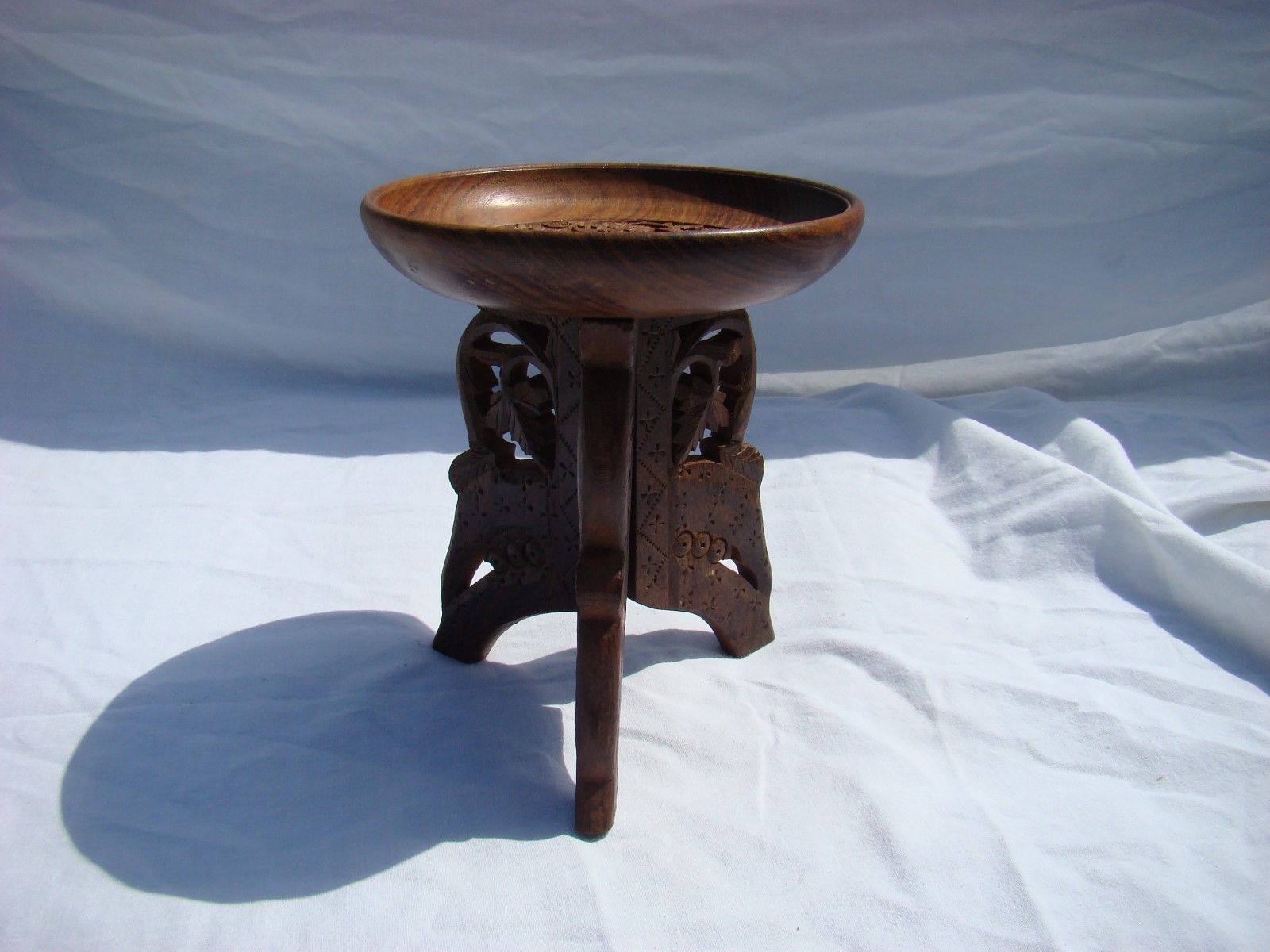 Vintage INDIA Hand Carved Small Folding WOODEN Side Table STAND