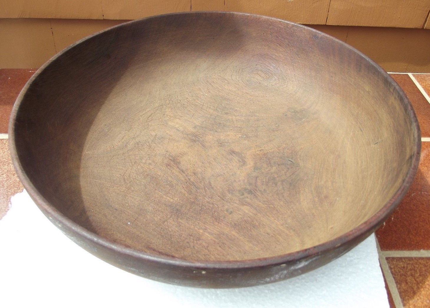 Antique Primitive Oval 13" Wooden Dough Mixing Bowl TEAK WOOD