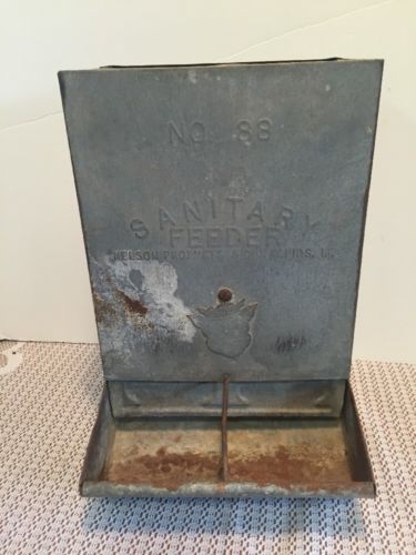 Vintage Galvanized Baby Pig Feeder Farm Item Sanitary Feeder Sioux