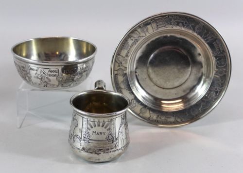Antique 1920s American Sterling Silver Childs Nursery Rhymes Cup Bowl ...