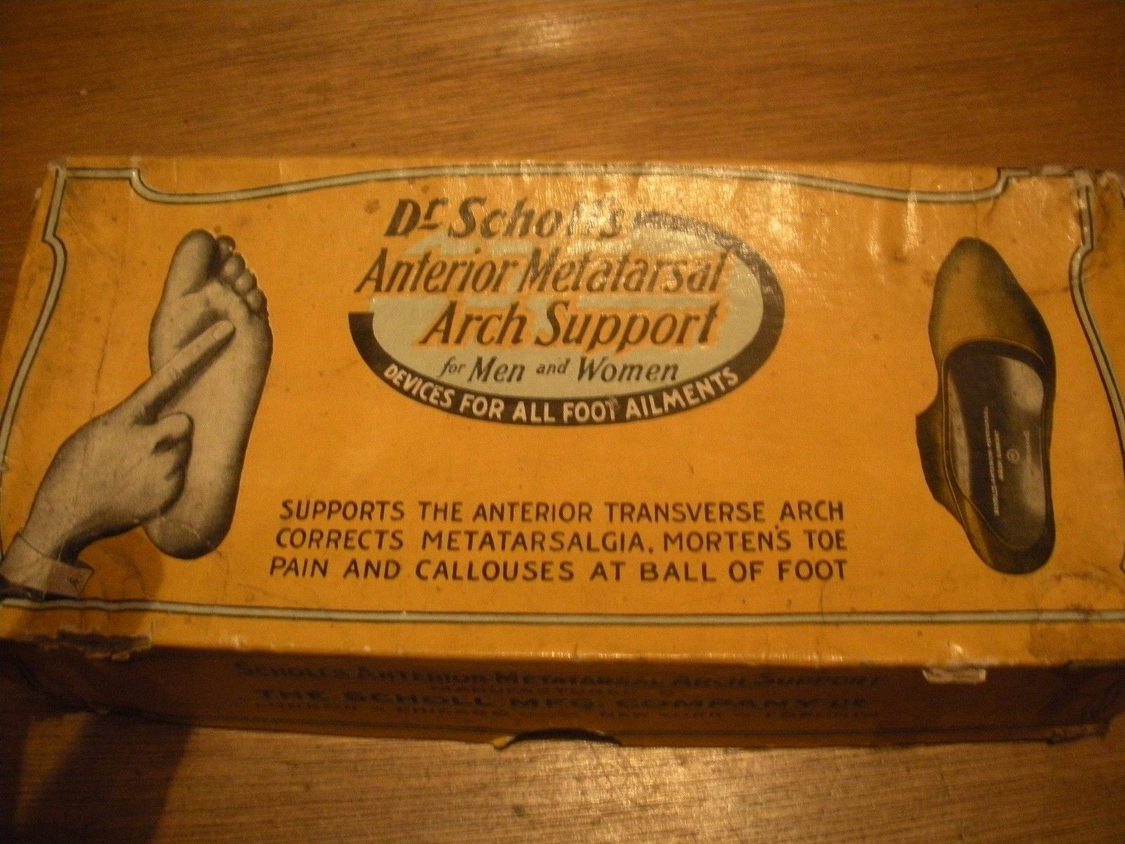 Boxed Vintage Dr. Scholl`s Anterior Metatarsal Arch supports Leather