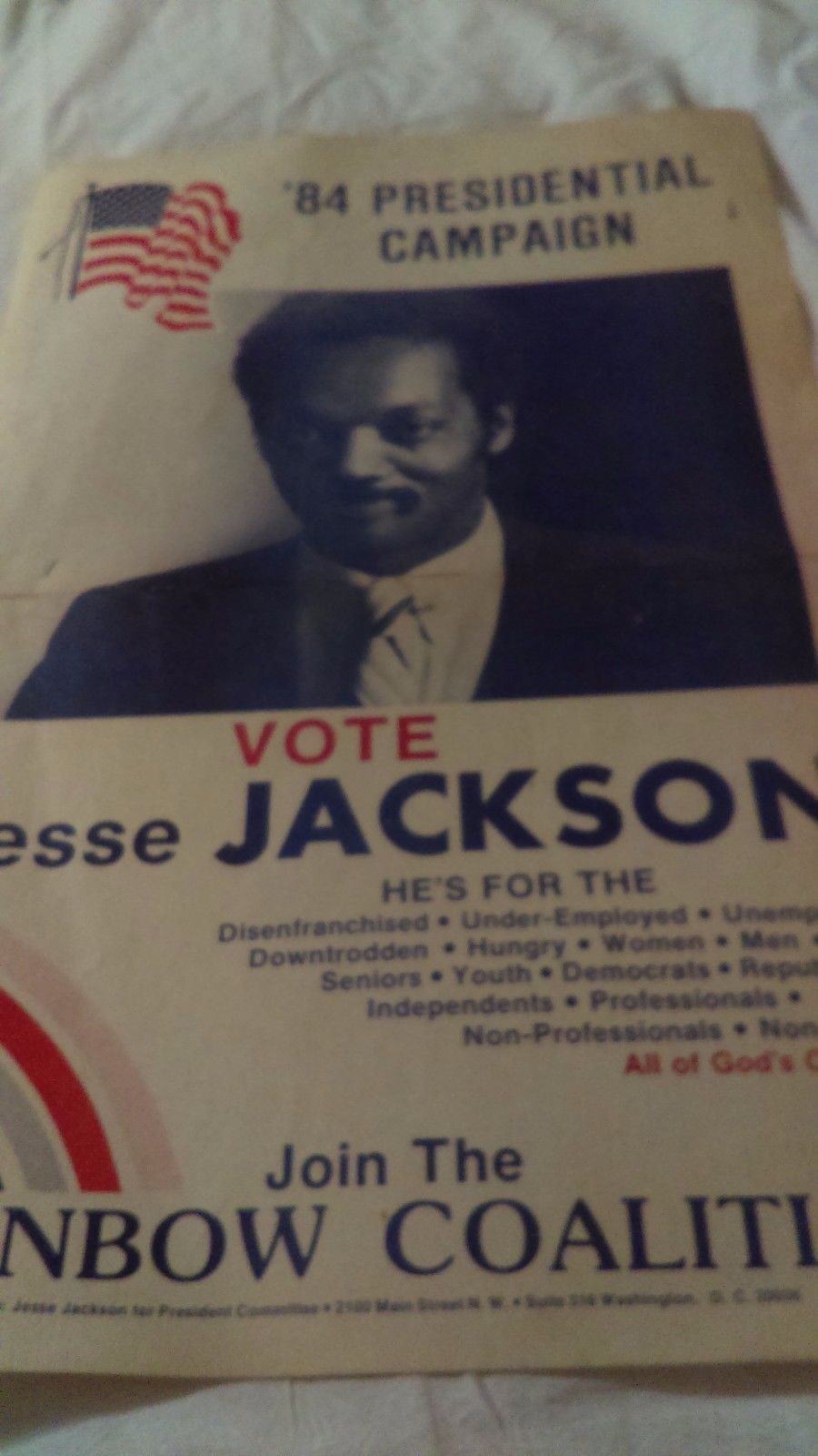 Jesse Jackson 1984 Presidential Poster Antique Price Guide Details Page