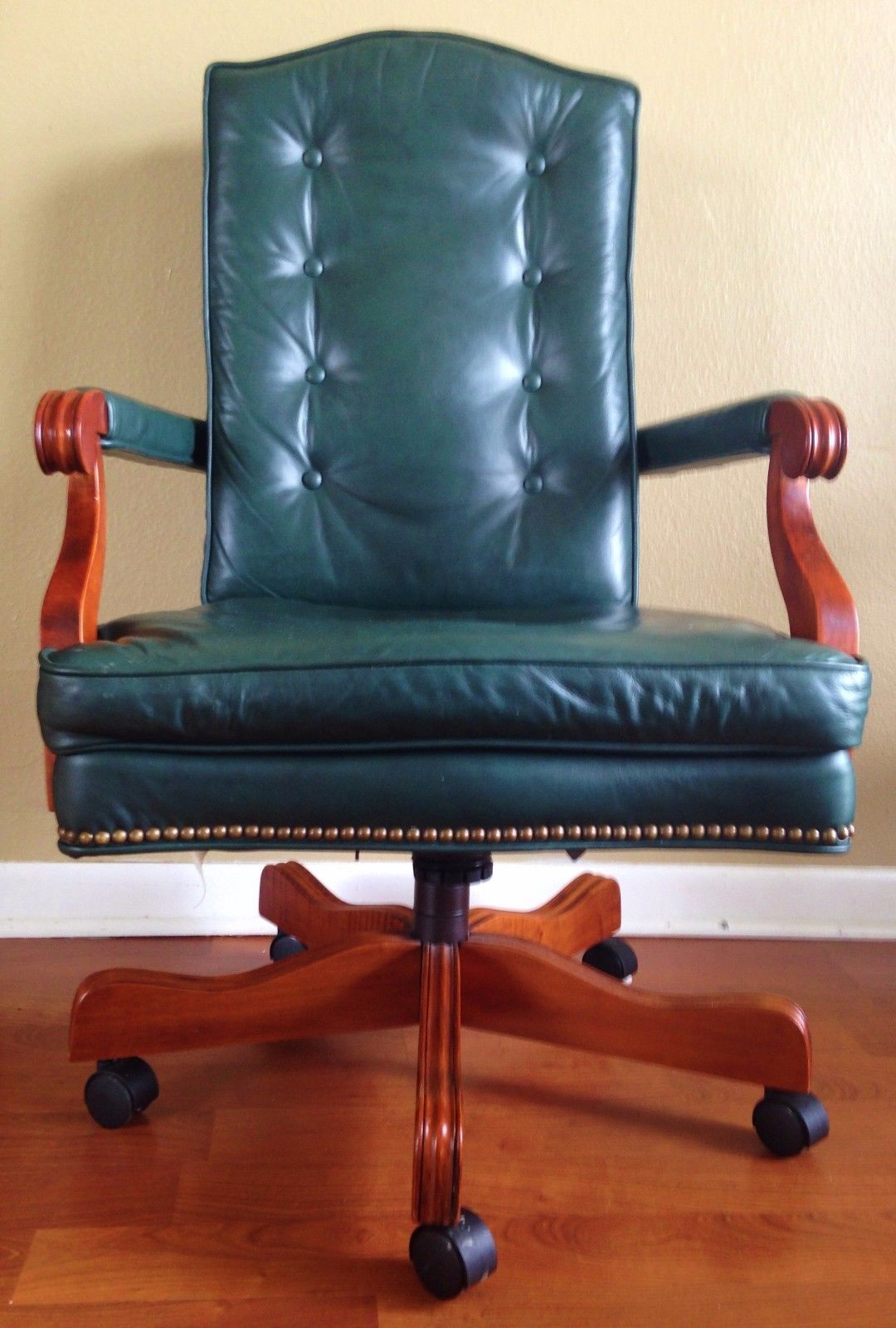 Ethan Allen Harvard Leather Office Desk Chair Vintage