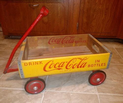 vintage coca cola wooden wagon