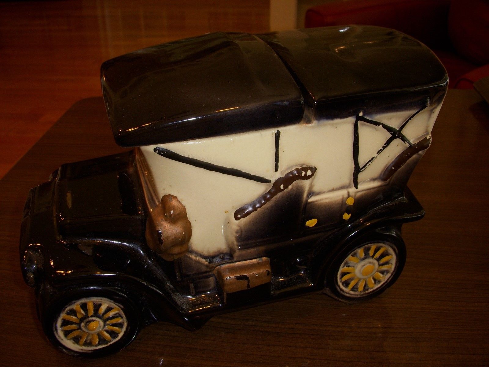 1962-64 McCoy Pottery Cookie Jar 201 Black White Model T Grand Touring