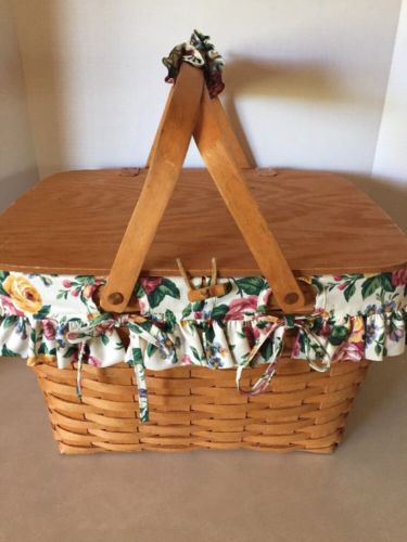 Vintage Collectible 1990 Longaberger Large Picnic Basket With Liner ...