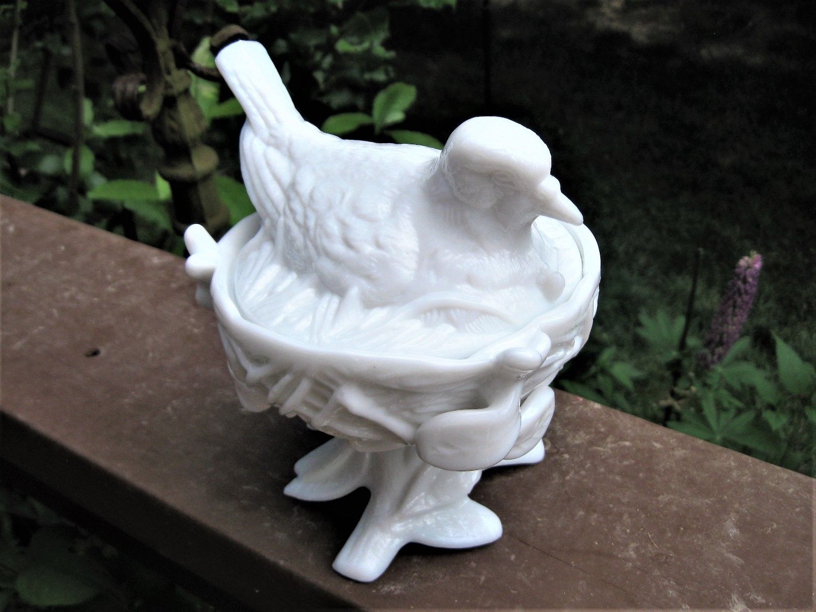 WESTMORELAND DOVE BIRD NEST Candy Dish Compote/Candy Bowl WHITE MILK