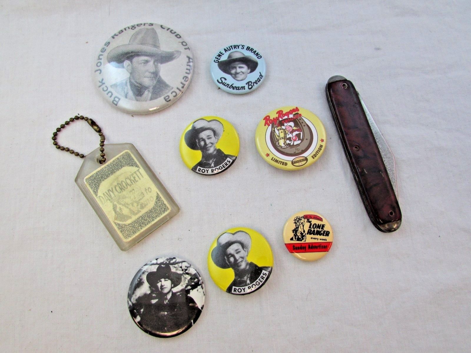 Lot Of Various Badge Pins/Roy Rogers/Buck Jones/Davy Crockett/Some ...