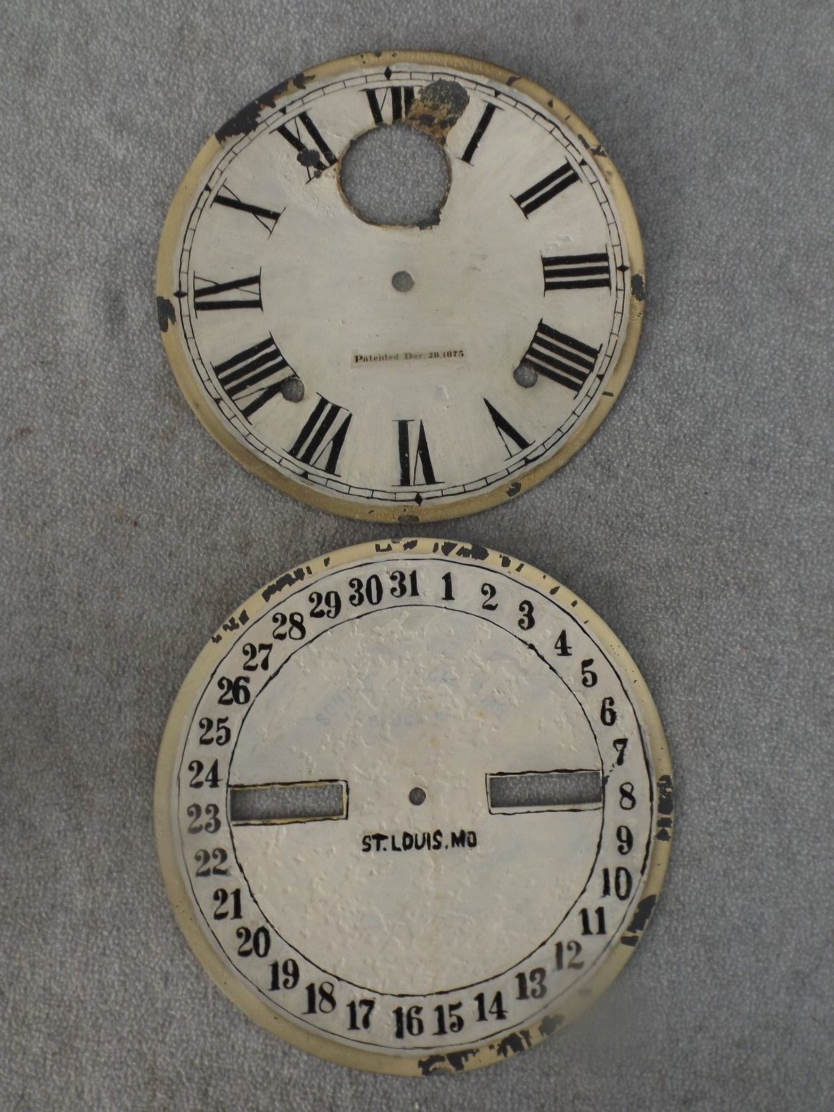 OLD 1800S ANTIQUE CALENDAR CLOCK DIALS PARLOR LG SHELF CLOCK DIAL PARTS