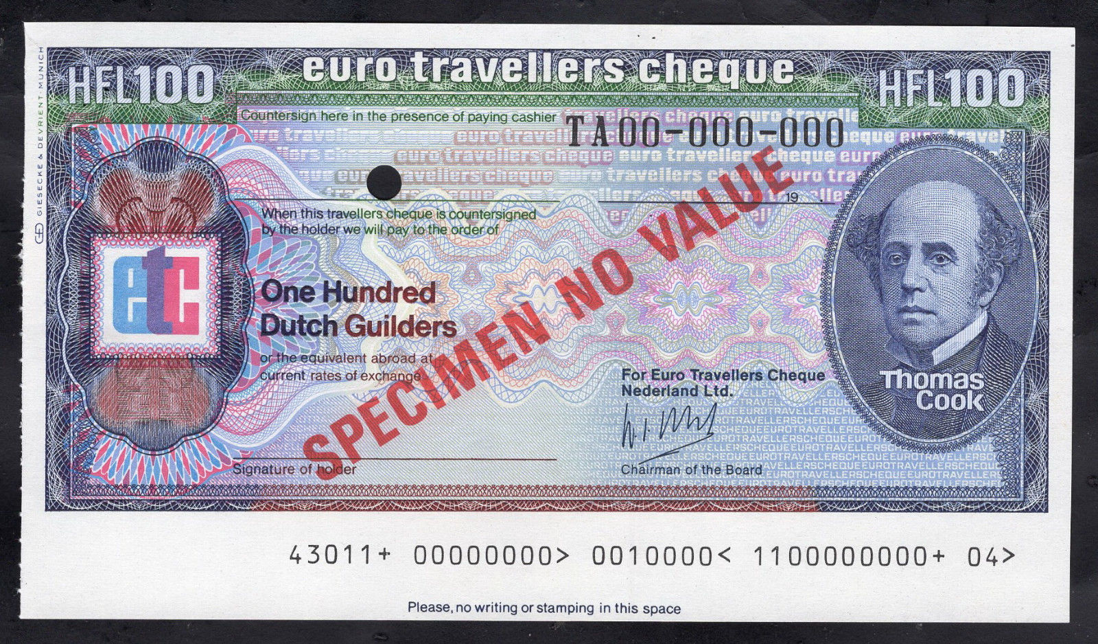 neterlans-100-guilders-thomas-cook-specimen-travellers-cheque