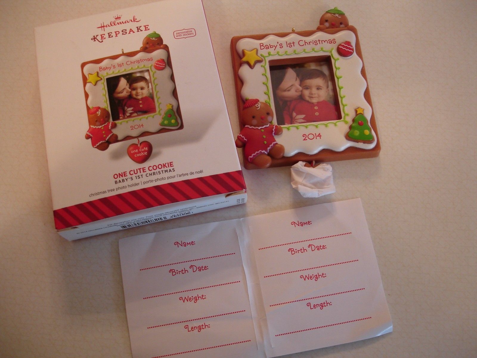 Hallmark Photo Holder Ornament One Cute Cookie Baby/'s First Christmas 2014 NIB