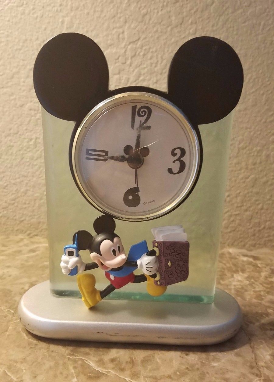 Vintage Mickey Mouse Mantle Or Desk Clock Used Some Scuffs