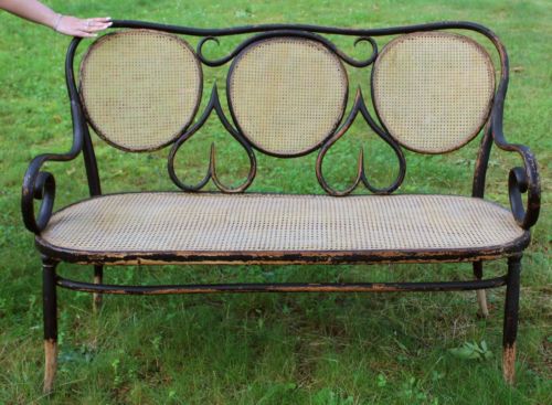 Exceptional Antique Thonet Bent Wood Settee Bench No Reserve