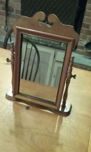 Vintage Shaving Mirror Wood Frame Table Top Dresser Bureau Vanity Vintage Shaving Mirror Wood Frame Table Top Dresser Bureau Vanity Swivel